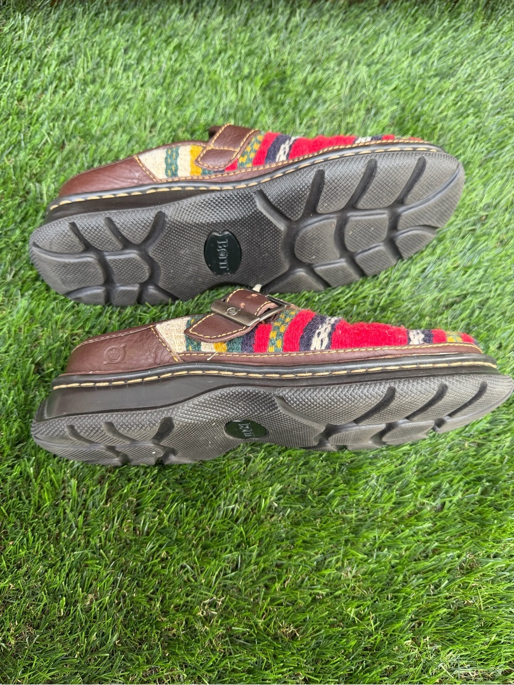 Born Women’s Southwest Aztec Wool Blanket Leather Buckle Shoes Mexico - Picture 7 of 7